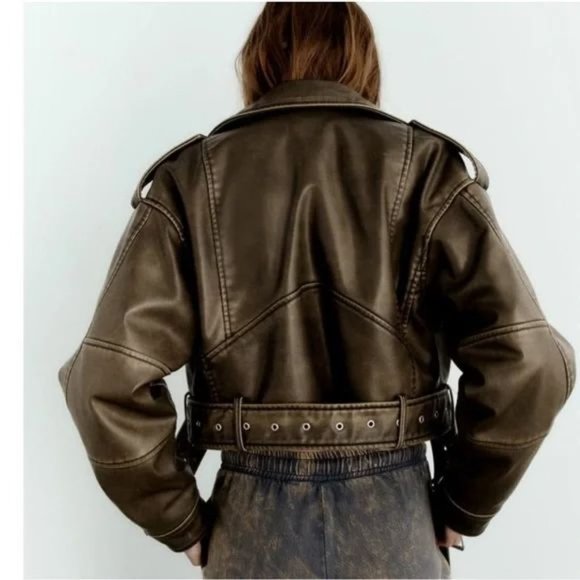 ZARA VIRAL FAUX LEATHER CROP JACKET - Picture 10 of 10